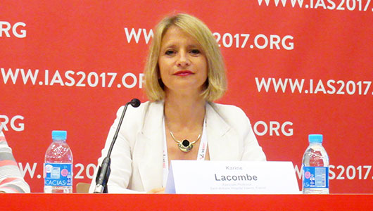 Karine Lacombe, del Hospital Saint-Antoine de Paris, en la IAS 2017. Foto: Liz Highleyman, hivandhepatitis.com 